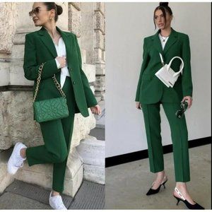 ZARA FITTED TAILORED APPLE GREEN BLAZER